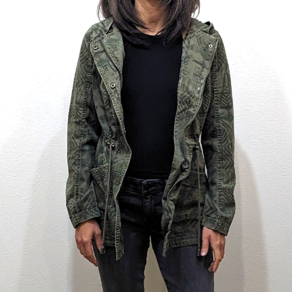 Mossimo Olive Green Aztec Print Utility Cargo Jacket - Small